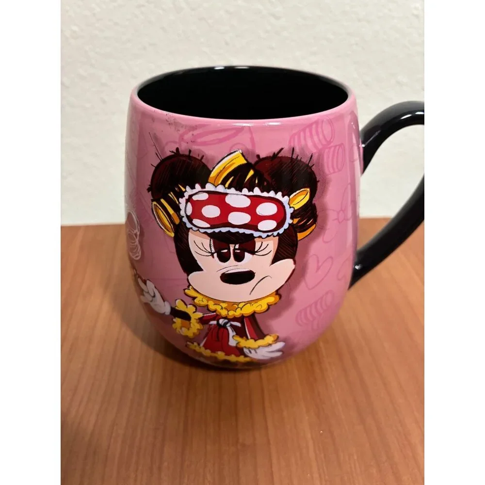 Disney Minnie Mouse Grumpy Morning Only Awake For Coffee Mug Pink